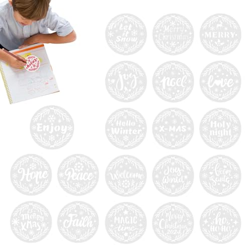 Urlaubsschablonen, 20 x runde Wörter, Zeichnen, Malen, Sprühschablonen, Winterschablonen für Holzstoffe, , Malschablonen-Set für Grußkarten von Generisch