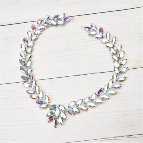 V-förmige Strass-Weizenohrenkette, Kristall-Metall-Applikation, Verzierung, Hochzeitskleid, Gürtel, Verzierung, Kristall, AB-Kristall, 2 Stück V-förmige Strass-Weizenohrenkette, Kristall-Metall-Applikation, Verzierung, Hochzeitskleid, Gürtel, Verzierung, Kristall, AB-Kristall, 2 Stück von Generisch