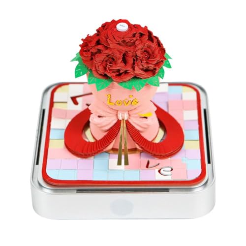 Valentinstagsgeschenk, 3D-Notizblock, personalisierbar, Kalender 2025, Rosenblüte, mit Licht, Geschenk, Notizblock, Weihnachten, Geburtstag, für Freundin von Generisch