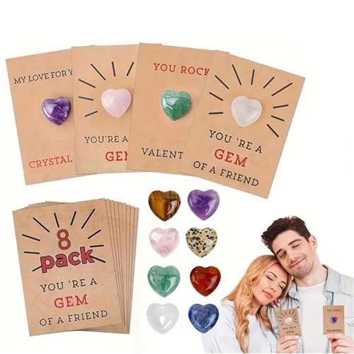 Valentinstagsgeschenke für Kinder, 8 Stück, Edelstein-Valentinstagskarten und herzförmige Kunststoff-Kristalle, lustige Valentinstagskarte, Geschenk für Jungen, Mädchen, Kleinkinder, Klasse, Schule, von Generisch