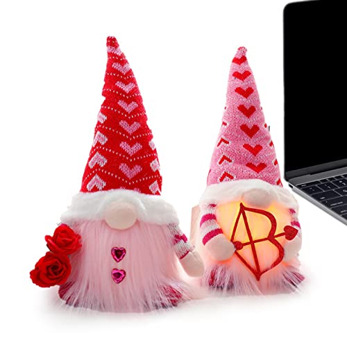 Valentinstagsgesichts -GNOME, leichte leichte Dekorationen für Zwergpaar | Liebe Tomte Elf, Tisch Hochzeits Geburtstag Geschenke von Generisch