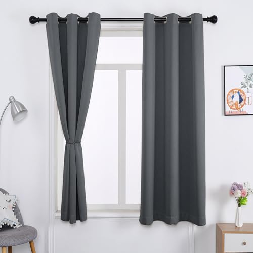 Verdunkelungsvorhänge, 100 % Verdunkelung, 240 x 190 cm, wärmeisolierend, schalldicht und wetterbeständig, für Schlafzimmer und Kinderzimmer, dunkelgrau, energiesparend, lichtblockierendes Design von Generisch