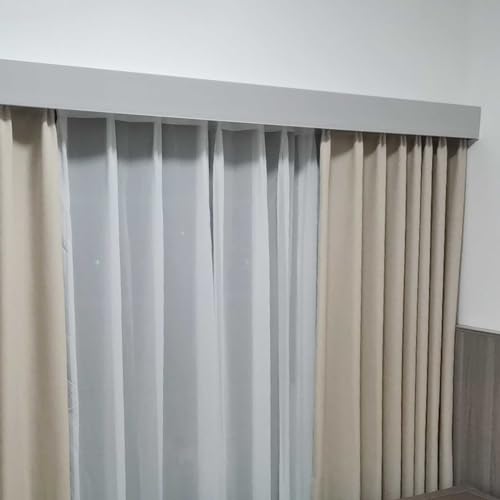 Verdunkelungsvorhangstangenabdeckung mit 2 Schienen, moderne Vorhangschiene, Dekoration für Schlafzimmer und Wohnzimmer, 396 cm, eleganter Querbehang für Hotel, Balkon Verdunkelungsvorhangstangenabdeckung mit 2 Schienen, moderne Vorhangschiene, Dekoration für Schlafzimmer und Wohnzimmer, 396 cm, eleganter Querbehang für Hotel, Balkon von Generisch