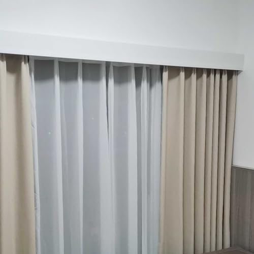 Verdunkelungsvorhangstangenabdeckung mit 2 Schienen, moderne Vorhangschiene, Dekoration für Schlafzimmer und Wohnzimmer, 396 cm, eleganter Querbehang für Hotel, Balkon Verdunkelungsvorhangstangenabdeckung mit 2 Schienen, moderne Vorhangschiene, Dekoration für Schlafzimmer und Wohnzimmer, 396 cm, eleganter Querbehang für Hotel, Balkon von Generisch