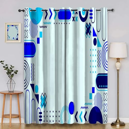 Verdunklungsvorhänge Geometrisch, Vorhang Blickdicht Blau Vorhänge mit öSen 2er Set für Schlafzimmer Kinderzimmer, Deko Gardinen Wohnzimmer - B140 x H260 cm aA4024 Verdunklungsvorhänge Geometrisch, Vorhang Blickdicht Blau Vorhänge mit öSen 2er Set für Schlafzimmer Kinderzimmer, Deko Gardinen Wohnzimmer - B140 x H260 cm aA4024 von Generisch