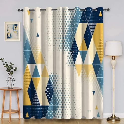 Verdunklungsvorhänge Geometrisch, Vorhang Blickdicht Grafik Vorhänge mit öSen 2er Set für Schlafzimmer Kinderzimmer, Deko Gardinen Wohnzimmer - B140 x H245 cm aA4367 von Generisch