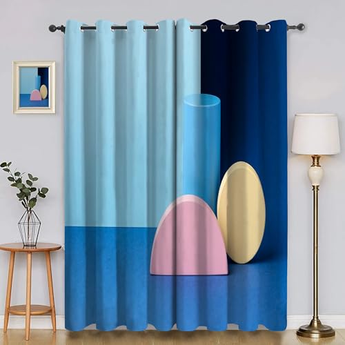 Verdunklungsvorhänge Geometrisch, Vorhang Blickdicht Muster Vorhänge mit öSen 2er Set für Schlafzimmer Kinderzimmer, Deko Gardinen Wohnzimmer - B140 x H200 cm aA4309 von Generisch