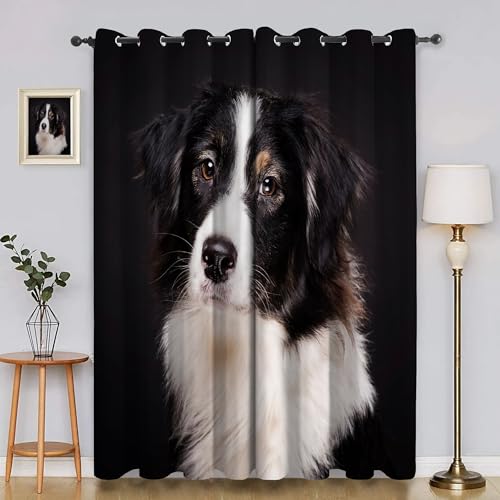 Verdunklungsvorhänge Haustiere, Vorhang Blickdicht SchäFerhund Vorhänge mit öSen 2er Set für Schlafzimmer Kinderzimmer, Deko Gardinen Wohnzimmer - B140 x H220 cm aA4302 von Generisch