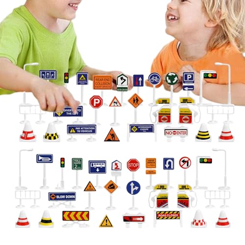 Verkehrszeichen-Spielzeug für Kinder,Verkehrszeichen-Spielzeug - Kleines Spielset Verkehrszeichen für Kinder - Puzzle Erleuchtung Parkszene Wegweiser Spielzeug für Auto, Reisen, Outdoor von Generisch