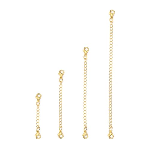 Verlängerungskette aus beschichtetem Messing mit Karabinerverschluss für selbstgemachte Schmuckherstellung, Armband, Schwanz, Verlängerungsketten, Zubehör (Gold_1) von Generisch