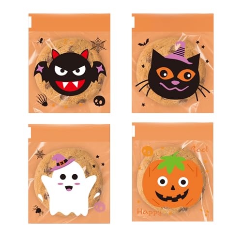 -Verpackungsbeutel – Zellophanfolie, Halloween-Leckerli-Halter, 10,2 x 10,2 cm, wiederverschließbare Beutel mit Verschluss, kreative transparente Geschenkpapier für Snacks, Dessert, Party -Verpackungsbeutel – Zellophanfolie, Halloween-Leckerli-Halter, 10,2 x 10,2 cm, wiederverschließbare Beutel mit Verschluss, kreative transparente Geschenkpapier für Snacks, Dessert, Party von Generisch