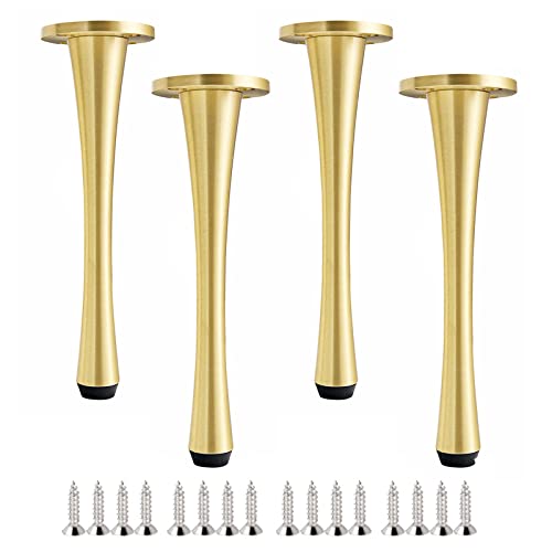 Verstellbare Couchtischbeine aus Messing - 4 Stück Sofa- & Schrankfüße für DIY-TV-Ständer, Badezimmerstütze, inklusive Schrauben, stilvolle goldene Möbelbeine von Generisch