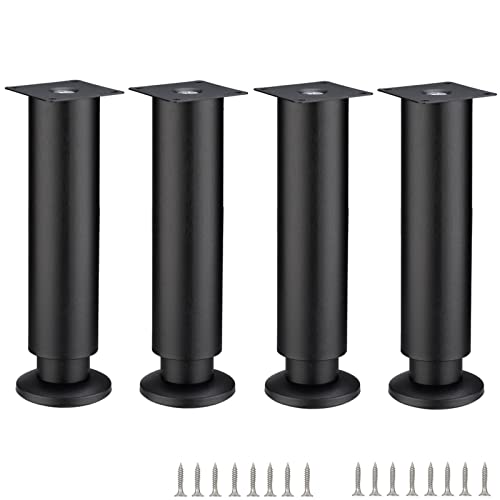 Verstellbare Edelstahl-Möbelbeine, 30 cm, Metall-Sofa-Füße für Nachttische, Schränke, TV-Schränke, Couchtische, 500 kg Tragkraft, inkl. Schrauben, schwarzes Finish, 4 Stück Verstellbare Edelstahl-Möbelbeine, 30 cm, Metall-Sofa-Füße für Nachttische, Schränke, TV-Schränke, Couchtische, 500 kg Tragkraft, inkl. Schrauben, schwarzes Finish, 4 Stück von Generisch