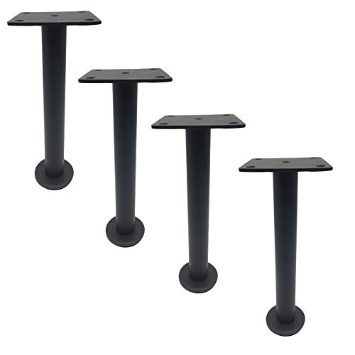Verstellbare Edelstahl-Möbelbeine, rund, gebürstete Metallfüße mit Montageplatten, perfekt für Sofa, TV-Ständer, Nachttisch, 370 mm Höhe, schwarzes Finish, 4 Stück Verstellbare Edelstahl-Möbelbeine, rund, gebürstete Metallfüße mit Montageplatten, perfekt für Sofa, TV-Ständer, Nachttisch, 370 mm Höhe, schwarzes Finish, 4 Stück von Generisch