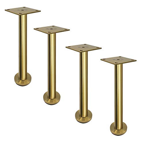 Verstellbare Edelstahl-Möbelbeine – 4 Stück, runde Metall-Tischfüße, gebürstete Oberfläche, inklusive Montageplatten und Schrauben, perfekt für Sofa, TV-Ständer, Nachttisch (210 mm) von Generisch