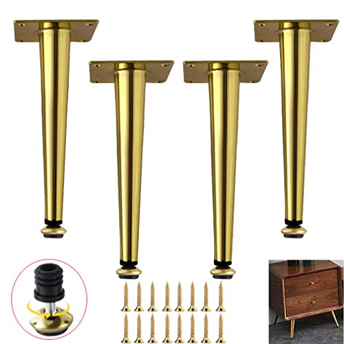 Verstellbare Goldkegel-Möbelbeine, Metall-Ersatz-Stützfüße für Sofa, TV-Ständer, Tisch, höhenverstellbar 0,1 cm, gerades Design, 35,5 cm hoch Verstellbare Goldkegel-Möbelbeine, Metall-Ersatz-Stützfüße für Sofa, TV-Ständer, Tisch, höhenverstellbar 0,1 cm, gerades Design, 35,5 cm hoch von Generisch