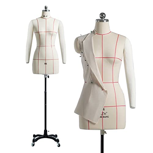 Verstellbare Kleiderform zum Nähen, Mannequin-Torso mit abnehmbaren weichen Armen, mobile Schneiderpuppe für professionelle Bekleidungsherstellung von Generisch