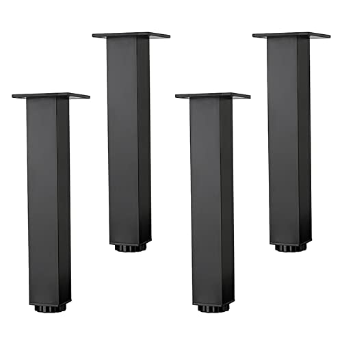 Verstellbare Metall-Möbelbeine, 40 cm, quadratische Tischbeine für Sofa, TV-Ständer, Bett, Schminktisch, Aluminiumlegierung, höhenverstellbar (0 - 15 mm), stilvolles schwarzes Finish, 4 Stück von Generisch