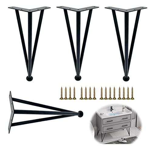Verstellbare Metall-Möbelbeine, Ersatz-Tischfüße für DIY-Projekte, Sofabeine, Esstischstütze, stabil, schwarz, 25 cm, ideal für Heimumgestaltung von Generisch