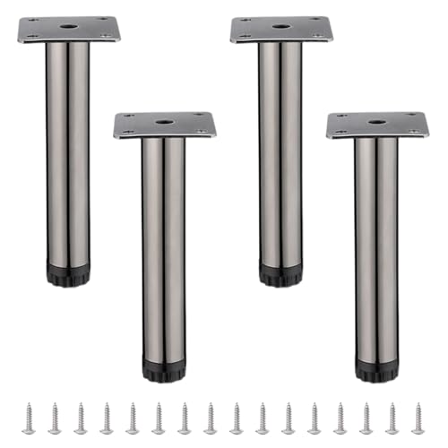 Verstellbare Metall-Möbelbeine – Set mit 4 Ersatzfüßen für TV-Schränke, Sofas, Schreibtische & Tische (16 cm) – Stützbeine mit Schrauben für einfache Installation von Generisch