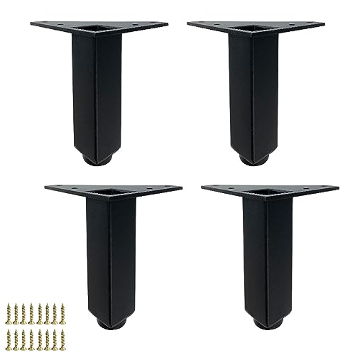 Verstellbare Möbelbeine, 4 Stück, Edelstahl, Sofafüße, Ersatz-Stützbeine für Couchtische, Nachttische, TV-Ständer, Betten mit Schrauben, Schwarz (14 cm) von Generisch