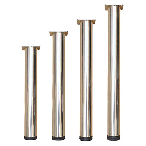 Verstellbare Möbelbeine, 4 Stück, Edelstahl, runde Sofabeine, Metall-Tischfüße, Küchenschrankstütze, Höhe 0–15 mm, inklusive Schrauben, silberfarben, 50 cm von Generisch
