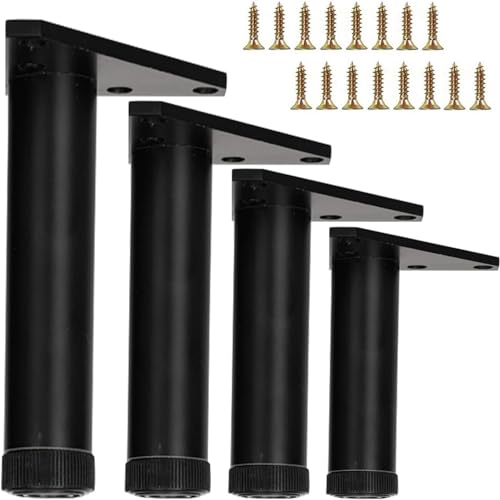 Verstellbare Möbelbeine, Aluminium-Möbelfüße, Badezimmerschrank, Stützbeine, Möbel-Sofa-Beine, Metall, poliertes Chrom, für Tisch, Schrank, Sofa, Couch, Stuhl, 4 Stück von Generisch
