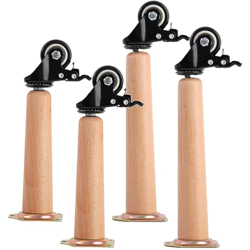 Verstellbare Möbelbeine 4er Set Eiche Holz Sofabeine mit Rollen Ersatz Tischbeine für Computer und Esstisch 10cm konisches Design Verstellbare Möbelbeine 4er Set Eiche Holz Sofabeine mit Rollen Ersatz Tischbeine für Computer und Esstisch 10cm konisches Design von Generisch