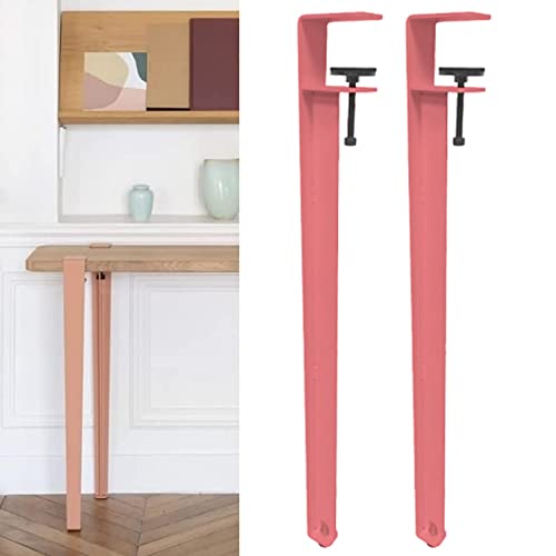 Verstellbare Möbelbeine in F-Form aus Metall für Couchtisch/Bank, abnehmbare Tischbeine aus Eisen, ohne Stanzen, verstellbare Passform, Tischklemmbeine, Möbelkonsolenbeine (Rosa, 71 cm) von Generisch