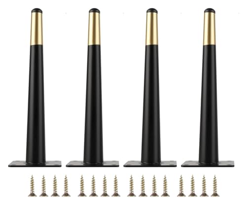 Verstellbare konische Metall-Möbelbeine für Sofa, Bett, Tisch, Schrank, 20 cm, stilvolle schwarz-goldene Stützfüße für Wohnmöbel, 4 Stück von Generisch