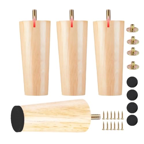 Verstellbare runde Holz-Sofa-Beine, strapazierfähig, 5,1 cm - 20,3 cm, Naturholz-Möbelfüße für Couch, Schreibtisch, Tisch, Bett, Stuhl, Bank, Kommode (7,9 cm Durchmesser) von Generisch
