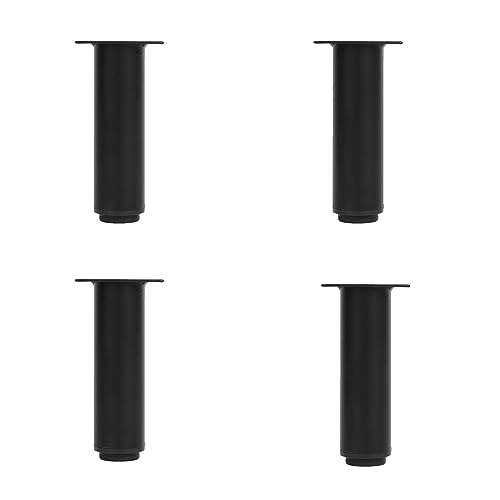 Verstellbare schwarze Metall-Möbelbeine, runde Ersatzfüße für Sofa, Bett, Schrank, Kommode, TV-Ständer und Couchtisch, 80 mm Stützbeine, 4 Stück Verstellbare schwarze Metall-Möbelbeine, runde Ersatzfüße für Sofa, Bett, Schrank, Kommode, TV-Ständer und Couchtisch, 80 mm Stützbeine, 4 Stück von Generisch