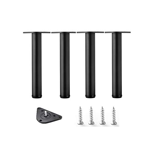 Verstellbare schwarze Metall-Möbelbeine – 20 cm zylindrische Unterstützung für Tische, Sofas, Schreibtische – langlebige Aluminiumlegierung, perfekt für Zuhause und Büro von Generisch