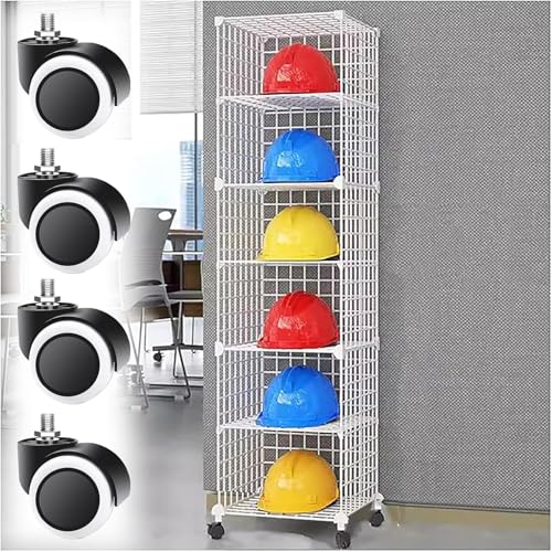 Verstellbarer, beweglicher Motorradhelmständer mit 4 Rädern, Schutzkappenhalter für 3–32 Helme, Feuerwehrhelm-Organizer-Ständer – Aufbewahrungslösung für Büro und Garage (weiß, 39 x 37 x 146 von Generisch