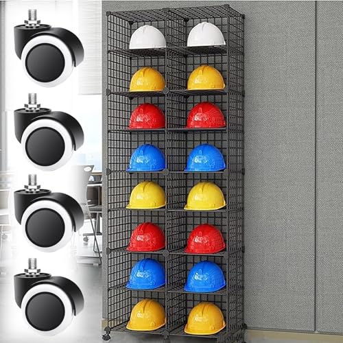 Verstellbarer, beweglicher Motorradhelmständer mit 4 Rädern – Büro-Sicherheitshuthalter für 3–32 Kappen, Feuerwehrhut-Organizer-Ständer (schwarz, 75 x 37 x 192 cm) – perfekt für einfache Auf von Generisch