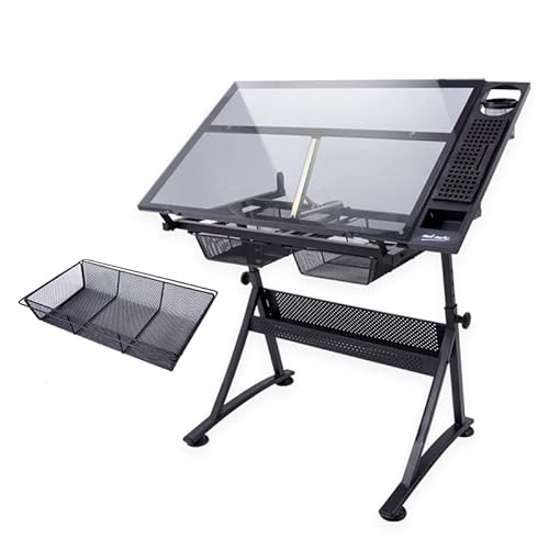 Verstellbarer Glas-Zeichentisch für Kunst & Handwerk, professioneller Zeichentisch mit geneigter Oberfläche, ideal für Home Office & Studio, vielseitiger Kunsttisch für Kreative von Generisch