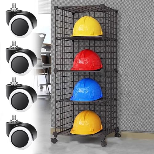 Verstellbarer Motorradhelmständer auf Rädern – Mobiler Schutzhelmhalter für 3–32 Kappen, Büro- und Garagen-Organizer, Feuerwehrhelm-Aufbewahrungsständer (Schwarz, 39 x 37 x 100 cm) von Generisch