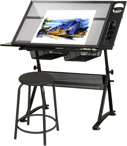 Verstellbarer Zeichentisch mit Stauraum – neigbarer Kunst-Basteltisch für Kinder und Erwachsene, Glas-Zeichentisch für kreative Projekte und Design Verstellbarer Zeichentisch mit Stauraum – neigbarer Kunst-Basteltisch für Kinder und Erwachsene, Glas-Zeichentisch für kreative Projekte und Design von Generisch