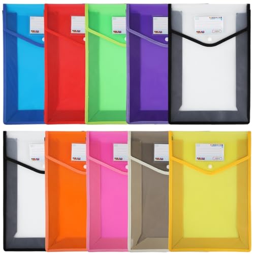 Vertikale Ordner aus Kunststoff, Briefgröße, Organizer mit Namenskartenfach, Schnappverschluss, verschiedene Farben, 39 x 26 cm, 10 Stück Vertikale Ordner aus Kunststoff, Briefgröße, Organizer mit Namenskartenfach, Schnappverschluss, verschiedene Farben, 39 x 26 cm, 10 Stück von Generisch