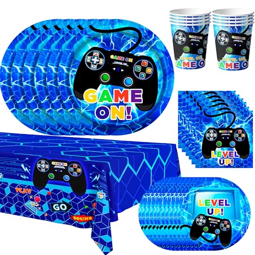 Video Gaming Partyzubehör für 16 Personen, Gamer Geburtstagsdeko Geschirr Set, Videospielparty Tassen Serviette Tischdecke Videospiel Teller etc Videospiel Party Geschirr Video Gaming Partyzubehör für 16 Personen, Gamer Geburtstagsdeko Geschirr Set, Videospielparty Tassen Serviette Tischdecke Videospiel Teller etc Videospiel Party Geschirr von Generisch