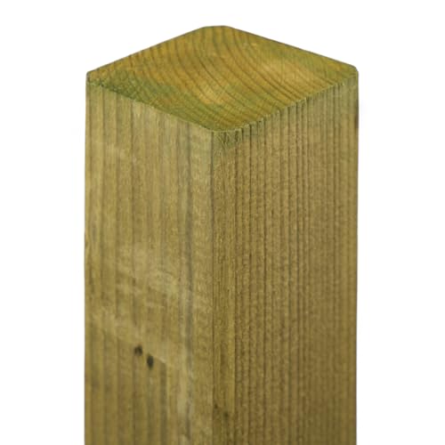 Vierkantpfosten Holz KDI Grün 7x7 in 100/125 / 150cm Länge – Stumpf, stabiler Zaunpfosten, imprägniert & wetterfest, für Zaunbau, Gartenbau, Carport (150 cm Länge) von Generisch