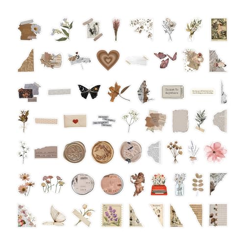 Vintage Aufkleber–120er Set Ästhetische Retro Aufkleber für Notizbücher,Laptops & Tagebücher–DIY Scrapbooking Bastelbedarf von Generisch