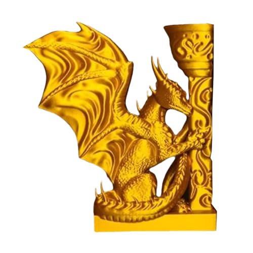 Vintage Drachen Buchstützen – 3D Gedruckte Drachen Buchecke | Kreatives, Robustes Deko Re-gal Ornament | 3D Gedruckte Tier Tischskulptur Als Bücherregal Dekoration Für Zuhause Und Schlafzimmer (Gold) von Generisch