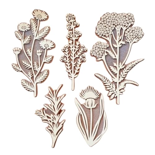 Vintage Floral Stamps | Blumenstempel Set | Vintage Blumenstempel | Vintage Blume Holzstempel Dekorative 5-teilige Floral Art Stempel und Wände Exquisite Bastelwerkzeuge für kreative Projekte von Generisch