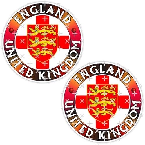Vinyl-Aufkleber, Motiv: England-Flagge, Schild mit drei Löwen und Georgskreuz, 75 mm, 2 Stück von Generisch