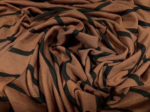 Viskose-Spandex-Stretch-Stoff, Single-Jersey, Meterware, gestreift, Braun und Schwarz Viskose-Spandex-Stretch-Stoff, Single-Jersey, Meterware, gestreift, Braun und Schwarz von Generisch