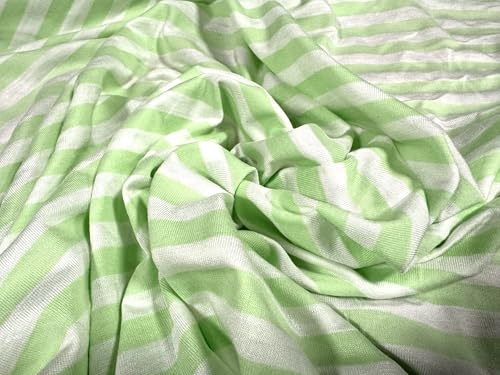 Viskose-Spandex-Stretch-Stoff, Single-Jersey, Meterware, gestreift, Pastellgrün und Weiß Viskose-Spandex-Stretch-Stoff, Single-Jersey, Meterware, gestreift, Pastellgrün und Weiß von Generisch