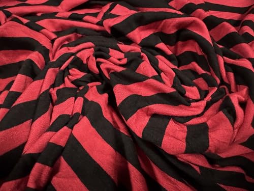 Viskose-Spandex-Stretch-Stoff, Single-Jersey, Meterware, gestreift, Rot und Schwarz von Generisch