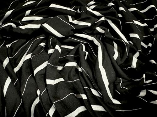 Viskose-Stoff, Single-Jersey, Meterware, gestreift, Schwarz und Weiß Viskose-Stoff, Single-Jersey, Meterware, gestreift, Schwarz und Weiß von Generisch