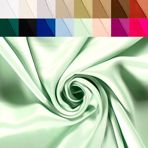 Viskosesatin Stoff Meterware - Futterstoff Viskose Satin - glänzender Dekostoff - Faschingsseide, Viskosestoff Seide, Stoff Abendmode *Ab 50, Farbe: 021 mint von Generisch